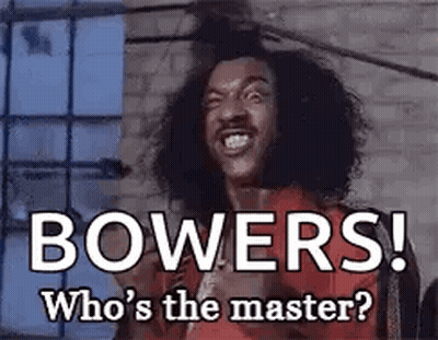 Curly Hair Man Making Funny Face Saying Bowers Who's The Master GIF