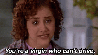Curly Hair Woman Talking About Being Virgin And Can't Drive GIF