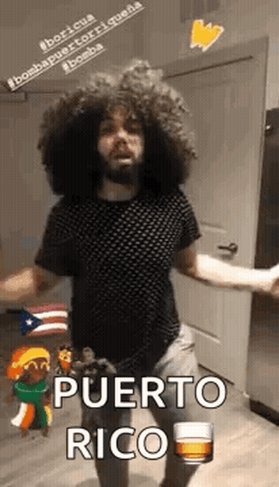 Curly Haired Bearded Man Dancing With Drink GIF