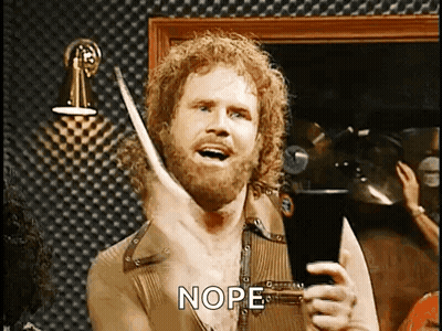 Curly Haired Bearded Man Holding Drum Stick Saying Nope GIF