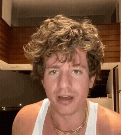 Curly Haired Man In White Tank Top And Gold Necklace GIF
