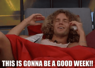 Curly Haired Man Lying On Bed This Is Gonna Be A Good Week GIF