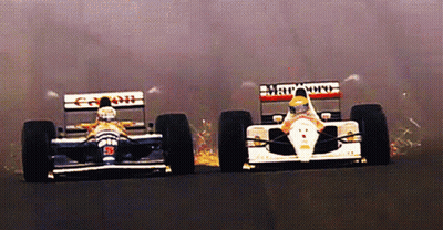 Curly-Haired Man With I Race To Win Sign GIF