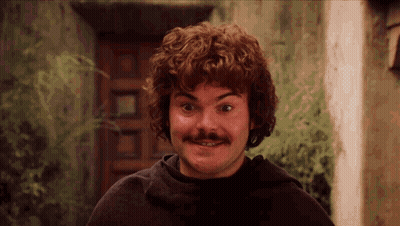 Curly Haired Man With Mustache Smiling At Door GIF