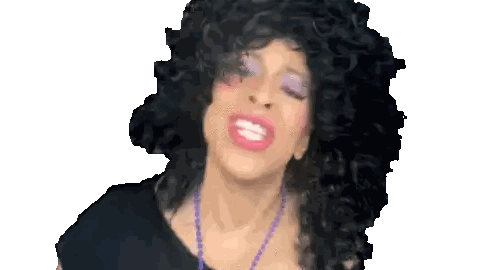 Curly-Haired Woman In Black Top And Purple Beads Sticker