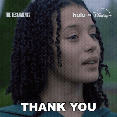 Curly-Haired Woman Says Thank You Disney Logo GIF
