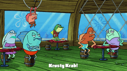 Customers Waiting Inside Krusty Krab GIF