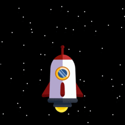 Cute 3D Rocket In Space GIF