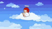 Cute Angel Sleeping On Clouds Animation