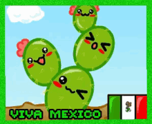 Cute Animate Cactus Viva Mexico GIF
