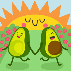 Cute Animated Avocado Walking Happy Spring GIF