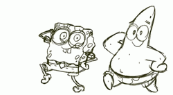 Cute Animated Bestfriends Spongebob Dancing GIF