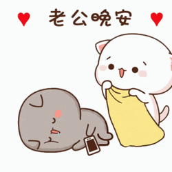 Cute Animated Covering Blanket Peachy Cat GIF