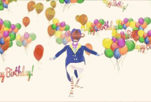 Cute Animated Dancing Birthday Balloons GIF