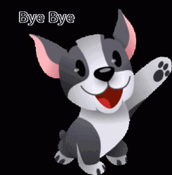 Cute Animated Dog Bye Bye GIF