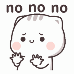 Cute Animated Peach Cat Shaking Head No GIF