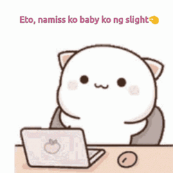 Cute Animated Peach Cat Working GIF
