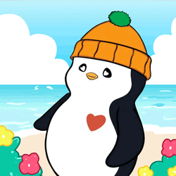 Cute Animated Pudgy Penguin Heart Pumping  GIF
