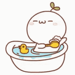 Cute Animated Quby Taking A Bath GIF