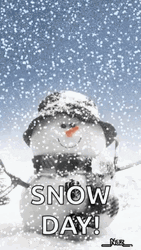 Cute Animated Snow Man Outside On Snow Day GIF