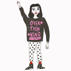 Cute Animated Woman Wears Overthinking Shirt  Dancing GIF