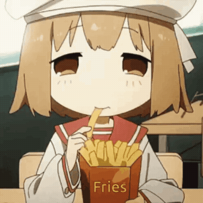 Cute Anime Girl Eating French Fries GIF