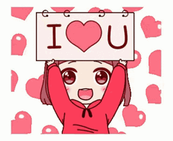 Cute Anime Girl I Love You Cardboard