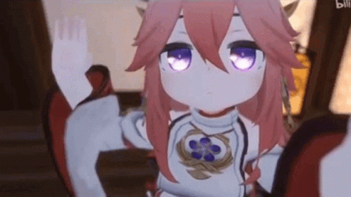 Cute Anime Girl With Pink Hair And Purple Eyes GIF