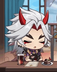 Cute Anime Itto Smiling Red Horns GIF