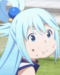 Cute Aqua Chewing Food GIF