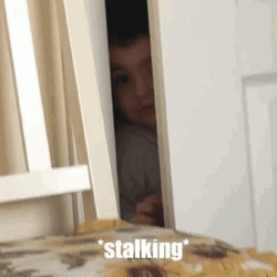 Cute Baby Boy Stalking Mom GIF