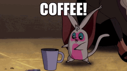 Cute Bat Needs Coffee GIF