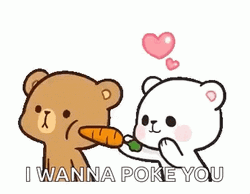 Cute Bear Couple Carrot Poke GIF