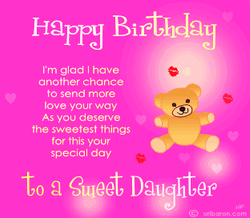 Cute Bear Happy Birthday Sweet Daughter Artwork GIF