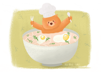 Cute Bear On Soup Bowl GIF