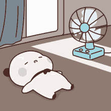 Cute Bear Sleeping Front Of Fan Hot Weather GIF