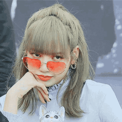 Cute Blackpink Lisa Heart Glasses GIF