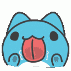 Cute Blue Cat Sticker Licking
