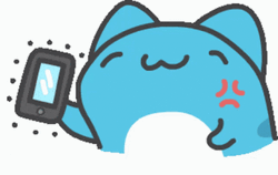 Cute Blue Sticker Squeezing Phone GIF