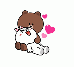 Cute Brown And Cony Bear Cartoon Love
