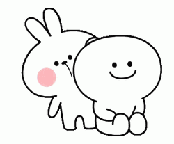 Cute Bunny Couple Caressing Sticker  GIF