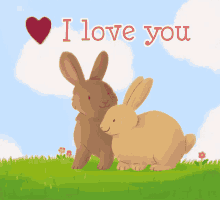 Cute Bunny Couple I Love You GIF