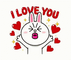 Cute Bunny Giving Kiss Love You Mom Sticker GIF