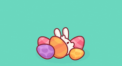 Cute Bunny Hopping In The Middle Of Eggs GIF
