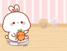 Cute Bunny Riding Robot Vacuum GIF