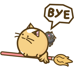 Cute Cartoon Cat Bye