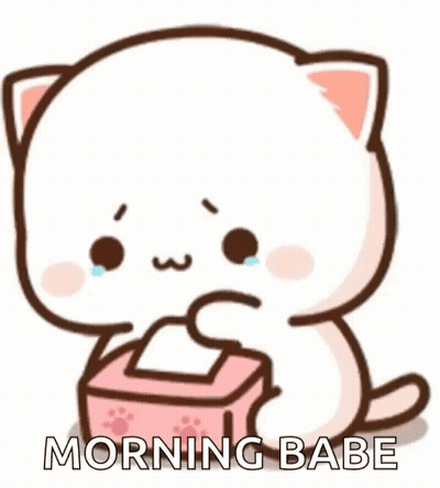Cute Cartoon Cat Crying Next To Tissues GIF