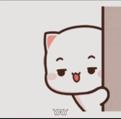 Cute Cartoon Cat Peeking And Saying Yay GIF