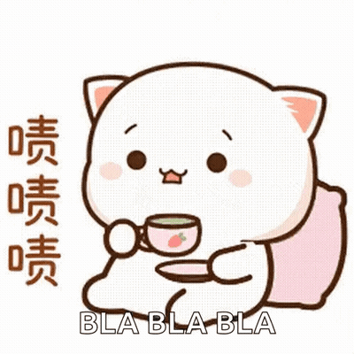 Cute Cartoon Cat Sitting On Pillow Holding Coffee GIF