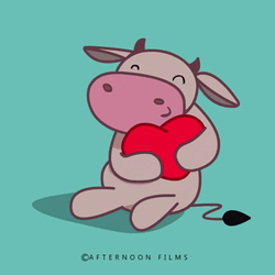 Cute Cartoon Cow Hugging Heart